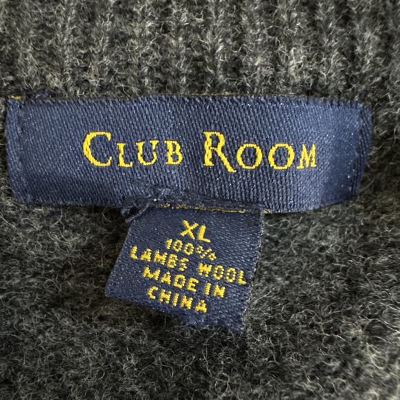 Club Room Men's XL 100% Lambs Wool Quarter Zip Sweater Gray - Picture 3 of 4